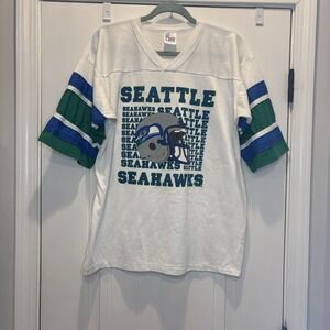 VINTAGE Seattle Seahawks Jersey Shirt Men's Size XL White NFL Made In USA